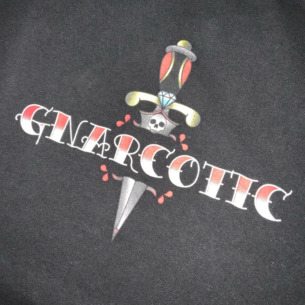 Gnarcotic Street Addict Lil Gnar Knife Tattoo Skull Skate Graphic T-Shirt - Picture 8 of 8